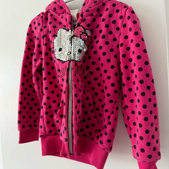 Hello Kitty Pink and Black Polka Dot Hoodie - Picture 2 of 6